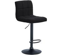CLP Tabouret de Bar Calma Tissu I Chaise de Bar réglable en Hauteur I Pivotant à 360° avec Dossier pour bistrot et Cuisine, Couleur:Noir, Couleur du Cadre:Noir
