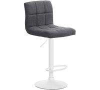 CLP Tabouret de Bar Calma Tissu I Chaise de Bar réglable en Hauteur I Pivotant à 360° avec Dossier pour bistrot et Cuisine, Couleur:Gris Clair, Couleur du Cadre:Blanc