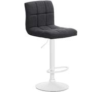 CLP Tabouret de Bar Calma Tissu I Chaise de Bar réglable en Hauteur I Pivotant à 360° avec Dossier pour bistrot et Cuisine, Couleur:Gris foncé, Couleur du Cadre:Blanc
