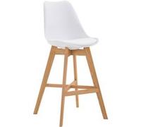 CLP Tabouret de bar Cannes avec coque en plastique , Blanc /Nature Blanc