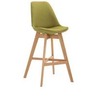 CLP Tabouret de Bar Cannes Tissu Rembourré I Chaise Haute de Bar Dossier Ergonomique Pied en Bois Repose-Pied I Tabouret de Bar Scandinave I Cou, Couleur:Vert, Couleur du Cadre:Natura