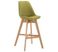 CLP Tabouret de Bar Cannes Tissu Rembourré I Chaise Haute de Bar Dossier Ergonomique Pied en Bois Repose-Pied I Tabouret de Bar Scandinave I Cou, Couleur:Vert, Couleur du Cadre:Natura