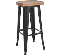 CLP Tabouret de Bar Clara I Chaise de Bar avec Assise en Bois Massif I Chaise de comptoir avec piètement Stable à Quatre Pieds en métal Noir | Couleur Noir