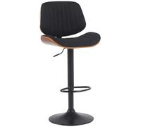 CLP Tabouret de Bar Clawson Revêtement Tissu I Chaise de Bar avec Cadre en Bois courbé réglable en Hauteur et pivotant I avec Dossier, Couleur:Noyer/Noir, Couleur du Cadre:Noir