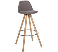 CLP Tabouret de Bar Corbin Tissu Rond I Structure en Bois, Couleur:Taupe, Couleur du Cadre:Natura