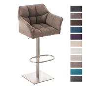 CLP Tabouret de bar DAMASO E avec dossier, revêtement en tissu, support en acier mat, réglable en hauteur et pivotant 88 cm
