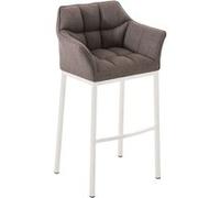 CLP Tabouret de bar Damaso en Tissu avec 4 pieds , Gris/Blanc