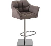 CLP Tabouret de bar Damaso en Tissu , Gris/Acier inoxydable Gris