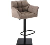 CLP Tabouret De Bar Damaso en Tissu avec Dossier Et Accoudoirs I Chaise Haute Confortable Pivotante avec Hauteur Réglable, Couleur:Marron Terre, Couleur du Cadre:Noir