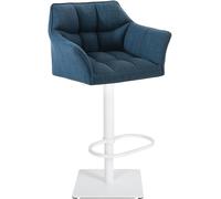 Tabouret de bar - CLP - DAMASO - Tissu - Métal blanc - Réglable en hauteur
