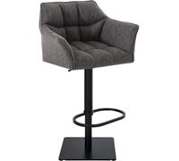 CLP Tabouret De Bar Damaso en Tissu avec Dossier Et Accoudoirs I Chaise Haute Confortable Pivotante avec Hauteur Réglable, Couleur:Gris Titan, Couleur du Cadre:Noir