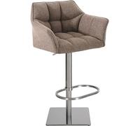CLP Tabouret De Bar Damaso en Tissu avec Dossier Et Accoudoirs I Chaise Haute Confortable Pivotante avec Hauteur Réglable, Couleur:Marron Terre, Couleur du Cadre:Acier Inoxydable