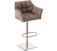 CLP Tabouret de bar Damaso en Tissu , Marron terre/Acier inoxydable Marron terre G