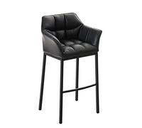CLP Tabouret De Bar Damaso Similicuir I Chaise Haute De Comptoir avec Dossier Et Accoudoirs I Piètement en Acier Inoxydable Et avec Repose-Pieds, Couleur:Noir, Couleur du Cadre:Noir