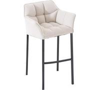 CLP Tabouret de bar Damaso Tissu avec piètement à 4 pieds avec repose-pieds,blanc noir