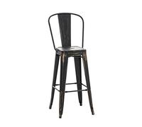 Tabouret de Bar Design Aiden en Métal Robuste I Tabouret de Bar Style Industriel avec Dossier et Repose-Pied I Chaise Haute de Cuisine I Cou, Couleur:Noir/Or