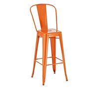 CLP Tabouret de bar Aiden – métal robuste, style industriel, dossier & repose-pieds – Orange