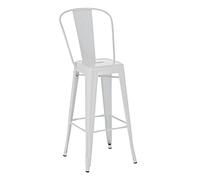 CLP Tabouret De Bar Design Aiden en Métal Robuste I Tabouret De Bar Style Industriel avec Dossier Et Repose-Pieds I Chaise Haute De Cuisine Chic, Couleur:Blanc