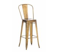 CLP Tabouret De Bar Design Aiden en Métal Robuste I Tabouret De Bar Style Industriel avec Dossier Et Repose-Pieds I Chaise Haute De Cuisine Chic, Couleur:Or