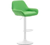 CLP Tabouret De Bar Design Braga Similicuir I Réglable en Hauteur I Chaise Haute De Bar avec Dossier Et Repose-Pied Ergonomique, Couleur:Vert, Couleur du Cadre:Blanc