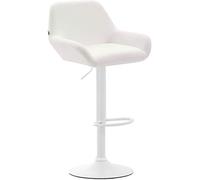 CLP Tabouret De Bar Design Braga Similicuir I Réglable en Hauteur I Chaise Haute De Bar avec Dossier Et Repose-Pied Ergonomique, Couleur:Blanc, Couleur du Cadre:Blanc