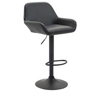 CLP Tabouret De Bar Design Braga Similicuir I Réglable en Hauteur I Chaise Haute De Bar avec Dossier Et Repose-Pied Ergonomique, Couleur:Noir, Couleur du Cadre:Noir