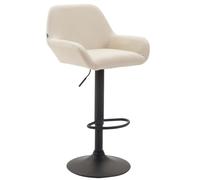CLP Tabouret de bar Braga similicuir – réglable en hauteur, dossier et repose-pied – Crème/Noir