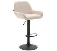 CLP Tabouret de bar Braga tissu avec pied en métal , Crème/Noir Crème