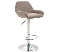 CLP Tabouret De Bar Design Braga Tissu I Réglable en Hauteur Et Pivotant I Chaise De Bar avec Dossier Et Repose-Pied Ergonomique Siège Pivotant, Couleur:Taupe, Couleur du Cadre:Chrome