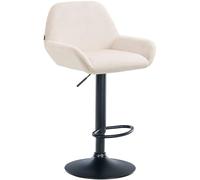 CLP Tabouret De Bar Design Braga Velours I Réglable en Hauteur Et Pivotant I avec Dossier Et Repose-Pieds, Couleur:crème, Couleur du Cadre:Noir