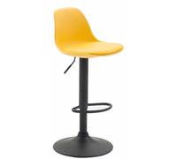CLP Tabouret De Bar Design Kiel Assise en Similicuir I Chaise Haute De Bistrot avec Dossier Plastique I Piètement Et Repose-Pieds Métal, Couleur:Jaune, Couleur du Cadre:Noir