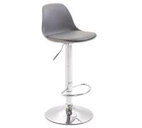 CLP Tabouret De Bar Design Kiel Assise en Similicuir I Chaise Haute De Bistrot avec Dossier Plastique I Piètement Et Repose-Pieds Métal, Couleur:Gris, Couleur du Cadre:Chrome