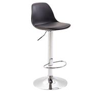 CLP Tabouret De Bar Design Kiel Assise en Similicuir I Chaise Haute De Bistrot avec Dossier Plastique I Piètement Et Repose-Pieds Métal, Couleur:Noir, Couleur du Cadre:Chrome
