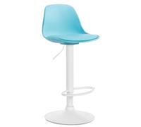 CLP Tabouret De Bar Design Kiel Assise en Similicuir I Chaise Haute De Bistrot avec Dossier Plastique I Piètement Et Repose-Pieds Métal, Couleur:Bleu, Couleur du Cadre:Blanc