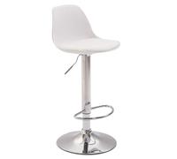 CLP Tabouret De Bar Design Kiel Assise en Similicuir I Chaise Haute De Bistrot avec Dossier Plastique I Piètement Et Repose-Pieds Métal, Couleur:Blanc, Couleur du Cadre:Chrome