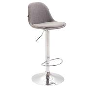 CLP Tabouret De Bar Design Kiel Tissu I Réglable en Hauteur Assise Et Dossier Rembourrée I Chaise De Bar avec Repose-Pied, Couleur:Gris, Couleur du Cadre:Chrome