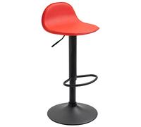 CLP Tabouret De Bar Design Lana V2 Réglable en Hauteur I Chaise Haute De Bistrot avec Dossier Repose-Pied Et Piétement en Métal, Couleur:Rouge, Couleur du Cadre:Noir