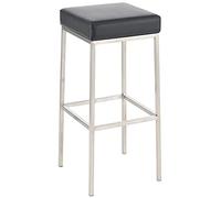CLP Tabouret De Bar Design Montreal 80 Similicuir I Chaise Haute avec Siège Rembourré I Piètement Et Repose-Pieds Métal Ou Acier Inoxydable, Couleur:Noir, Couleur du Cadre:Acier Inoxydable