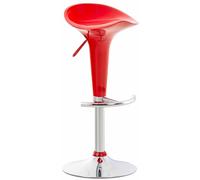 CLP Tabouret De Bar Design Saddle I Chaise Haute De Bistrot avec Assise en Plastique I Hauteur Réglable Pivotant I Piètement Repose-Pieds Métal, Couleur:Rouge