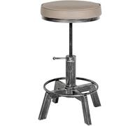 CLP Tabouret De Bar Destin en Similicuir I Hauteur Réglable I Pivotant I Pied en Métal, Couleur:Argent Antique