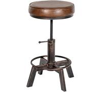 CLP Tabouret De Bar Destin en Similicuir I Hauteur Réglable I Pivotant I Pied en Métal, Couleur:Bronze