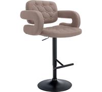 CLP Tabouret De Bar Dublin en Tissu I Chaise De Bar Réglable en Hauteur I Style Chesterfield I Chaise Haute avec Accoudoirs, Couleur:Taupe, Couleur du Cadre:Noir