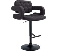 CLP Tabouret De Bar Dublin en Tissu I Chaise De Bar Réglable en Hauteur I Style Chesterfield I Chaise Haute avec Accoudoirs, Couleur:Noir, Couleur du Cadre:Noir