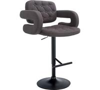 CLP Tabouret De Bar Dublin en Tissu I Chaise De Bar Réglable en Hauteur I Style Chesterfield I Chaise Haute avec Accoudoirs, Couleur:Gris foncé, Couleur du Cadre:Noir