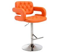 CLP Tabouret de bar Dublin similicuir avec pied en métal , Orange/Chrome