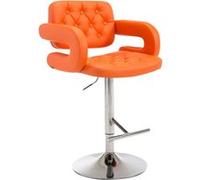 CLP Tabouret de bar Dublin similicuir avec pied en métal , Orange/Chrome
