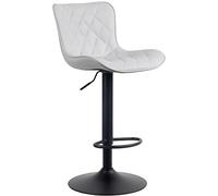 CLP Tabouret De Bar Emma en Similicuir Tissu Velours I Chaise Haute De Bistrot Réglable Pivotant I avec Pied en Métal Repose-Pieds, Couleur:Blanc, Matériel:Similicuir