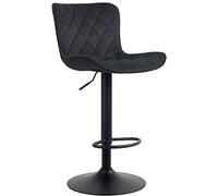 CLP Tabouret de bar Emma Pied en Métal Hauteur réglable Siège pivotant , Noir /Velours Noir