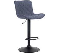 CLP Tabouret de bar Emma Pied en Métal Hauteur réglable Siège pivotant , Bleu/Tissu Bleu G