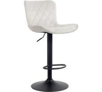 CLP Tabouret De Bar Emma en Similicuir Tissu Velours I Chaise Haute De Bistrot Réglable Pivotant I avec Pied en Métal Repose-Pieds, Couleur:crème, Matériel:Velours